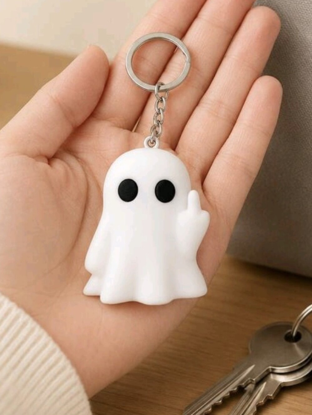 3D Printed Funny Ghost Bag Charm/ Keychain NEW